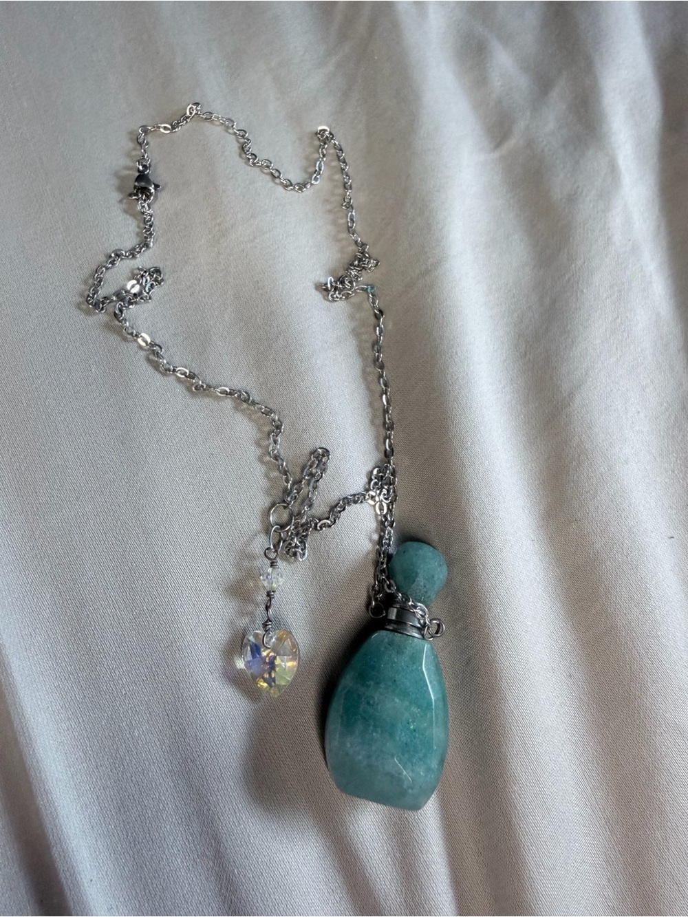 Green Amazonite Stone Perfume Necklace